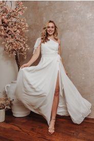 Jednoduché svatební šaty na jedno rameno MiaBella
