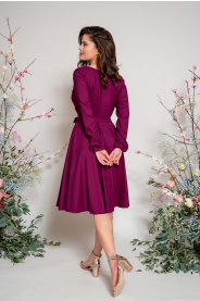 Midi zavinovací šaty s rukávy vel. 42+ (2Barva Švestková  /prune/, Střih vel. 60 a větší)