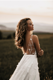 Šedo-modré svatební šaty ISABELLA - vel.38 – detail střihu