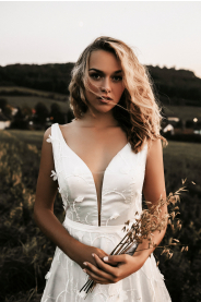 Šedo-modré svatební šaty ISABELLA - vel.38 – silueta modelu