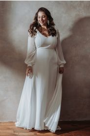 Svatební šaty pro plnoštíhlé Riana Plus – zadní pohled