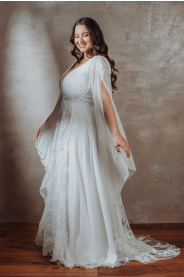 Svatební šaty pro plnoštíhlé Inca Plus – boční pohled