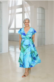 midi tyrkysové šaty