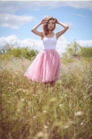 Tylová TUTU sukně ružová – přední pohled