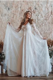 Svatební šaty Krajkové boho šaty PALOMA, vel. 38 MiaBella