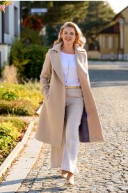 Dlouhý elegantní kabát s páskem MiaBella