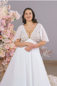 lehounké šifonové plus size šaty s rukávky