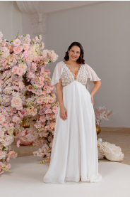 lehounké šifonové plus size šaty s rukávky