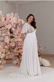 lehounké šifonové plus size šaty s rukávky