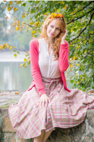 Kolová sukně skotská kostka hnědá - více barev MiaBella