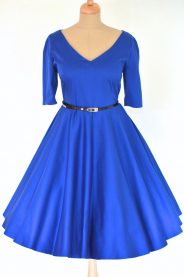 Modré společenské šaty s rukávy – detail modelu