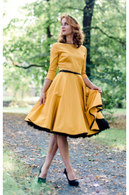 Hořčicovo-žluté šaty s rukávy - více barev MiaBella