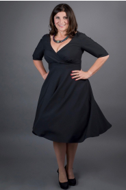 Šaty MARGARET se skládaným živůtkem - černá, tmavě modrá, královsky modrá (Barva Barva jako na obrázku, Velikost Zakázkové šití + 500Kč)