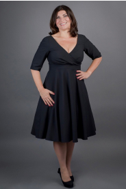 Šaty MARGARET se skládaným živůtkem - černá, tmavě modrá, královsky modrá (Barva Barva jako na obrázku, Velikost Zakázkové šití + 500Kč)