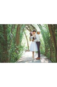 Celokrajkové svatební šaty ADELE s rukávy – boční pohled