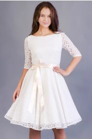 Celokrajkové svatební šaty ADELE s rukávy MiaBella