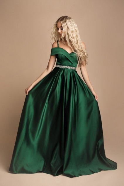 Smaragdové lesklé šaty s kamienkami (Velikost 4XL)