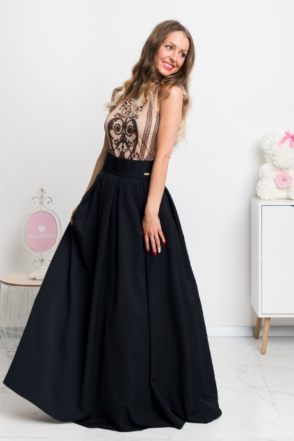 Čierna dlhá sukňa (Velikost 4XL)