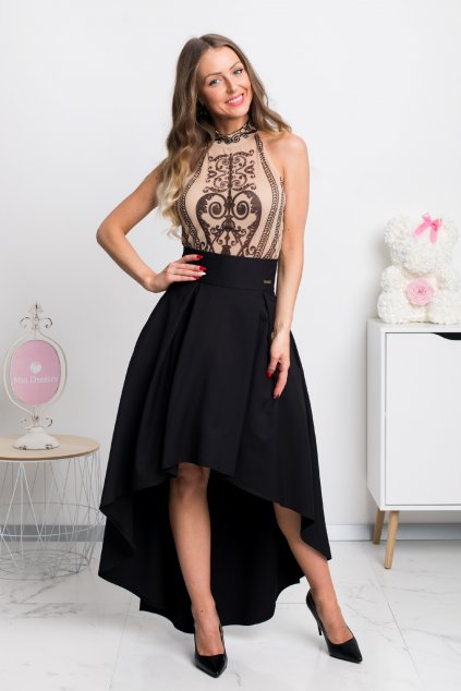 Čierna asymetrická sukňa (Velikost 4XL)