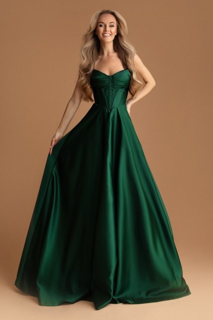 Smaragdové společenské šaty (Velikost L)