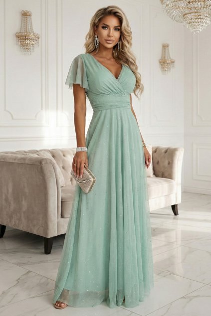 Zelené tylové šaty se třpytkami (Velikost UNI)