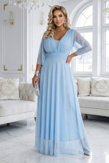 Světle modré tylové šaty se třpytkami (Velikost UNI)