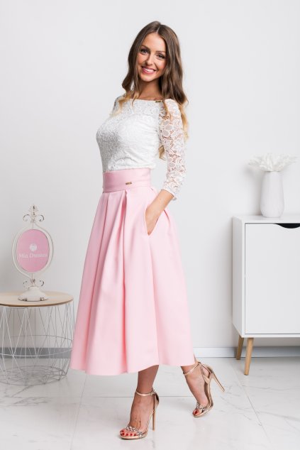 Svetloružová áčková midi sukňa (Velikost 4XL)
