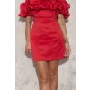 Červené mini šaty s mohutným volánom (Velikost M)
