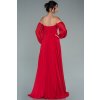 Červené spoločenské šaty spustené na ramená (Velikost L)