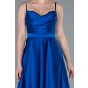 Modré saténové šaty na ramienka (Velikost L)
