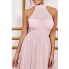 Ružové šifónové šaty s rozparkom (Velikost L)