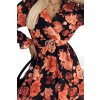 Čierne krátke šaty s oranžovými kvetinami (Velikost UNI)