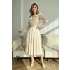 Krémové tylové midi šaty s jemnými flitrami (Velikost L)