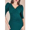 Zelené priliehavé šaty s nariasenými rukávmi (Velikost L)