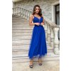 Modré spoločenské šaty s tylovou sukňou (Velikost L)