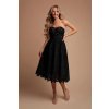 Čierne midi šaty s krajkou (Velikost L)