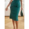 Zelené priliehavé midi šaty spustené na ramená (Velikost L)