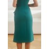 Zelené priliehavé midi šaty spustené na ramená (Velikost L)