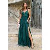Smaragdové spoločenské šaty s tylovou sukňou (Velikost L)