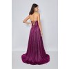 Purpurové lesklé spoločenské šaty (Velikost L)