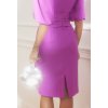 Fialové krátke šaty s nariasenými rukávmi (Velikost M)