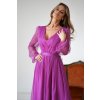 Fialové tylové midi šaty s jemnými flitrami (Velikost L)