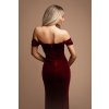Vínové zamatové šaty spustené na ramená (Velikost L)