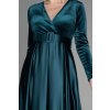 Smaragdové spoločenské šaty so saténovou sukňou (Velikost L)