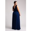 Tmavomodré šifónové šaty s rozparkom (Velikost 4XL)