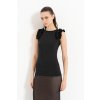 Čierny top s nariasenými rukávmi (Velikost L)