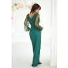 Smaragdové spoločenské šaty s trblietavými rukávmi (Velikost 4XL)