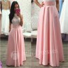 Svetloružová dlhá saténová sukňa