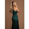 Smaragdové saténové šaty so striebornou aplikáciou (Velikost L)