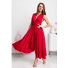 Poškodený tovar - Červené midi šaty s viazaním (Velikost M)
